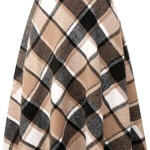 Plaid A-Line Skirt in Black and Tan